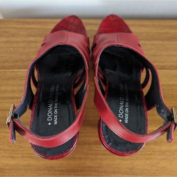 Donald J. Pliner Red Leather Cutout Heels 8 Tomato Girl Whimsigoth Coquette Girl - Picture 11 of 12